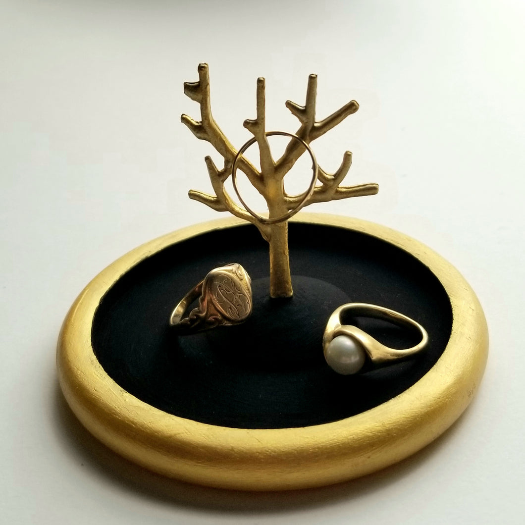 Black and Gold Tree Jewelry Holder